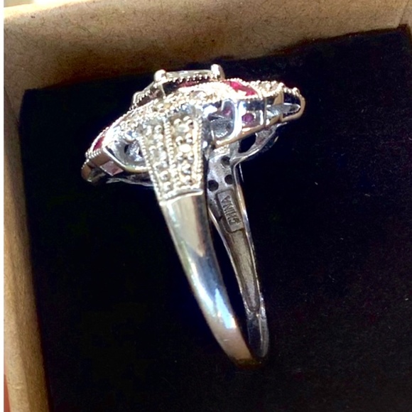 🌸Beautiful Sterling Silver Filigree Pink Cz Ring - Picture 5 of 12